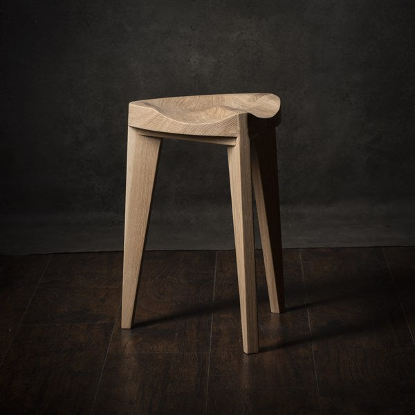 Oak Stool Carved Seat