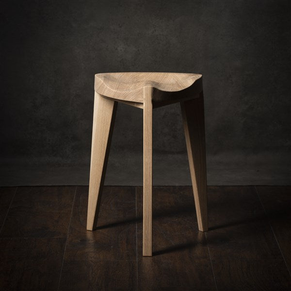 Oak Stool Carved Seat