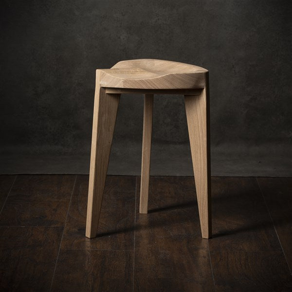 Oak Stool Carved Seat