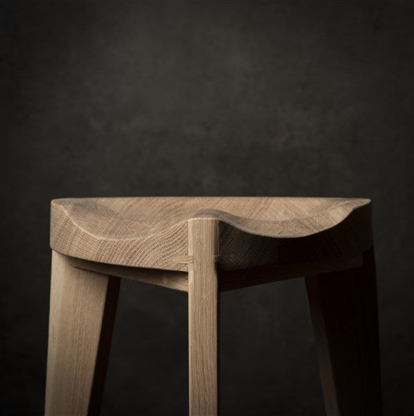 Oak Stool Carved Seat