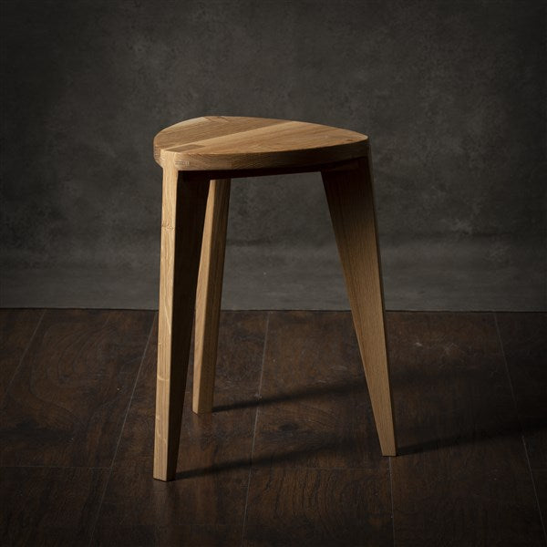 Oak Wood Three-Legged Stool