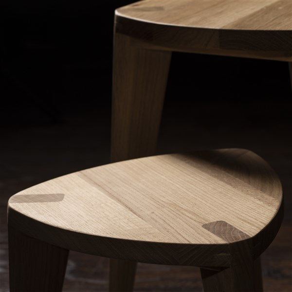Set of Oak Three-Legged Stools