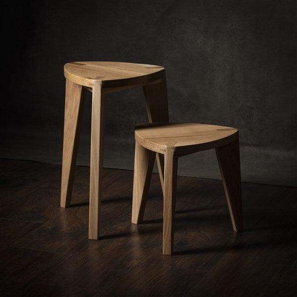 Set of Oak Three-Legged Stools