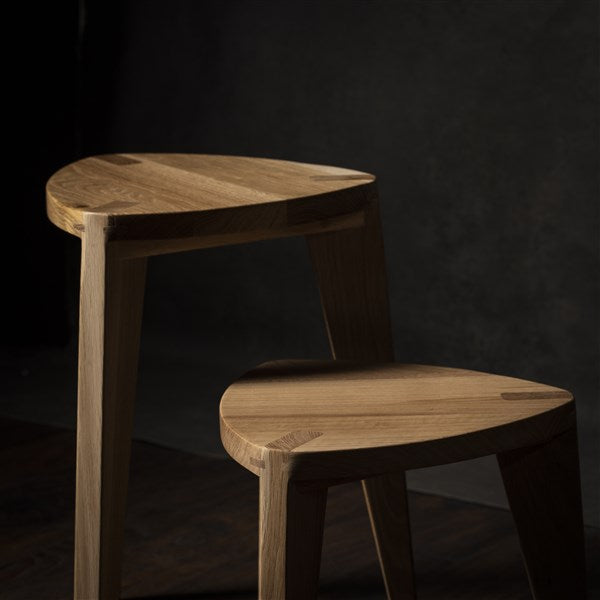 Set of Oak Three-Legged Stools