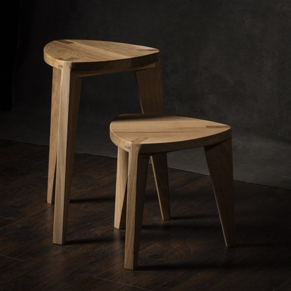 Set of Oak Three-Legged Stools