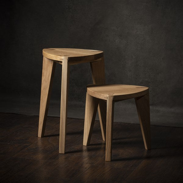 Set of Oak Three-Legged Stools