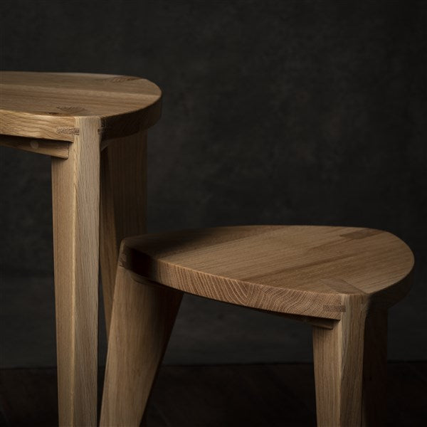 Set of Oak Three-Legged Stools