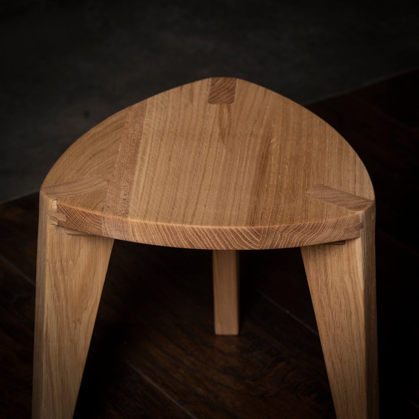 Oak Three-Legged Small Stool - Step Stool