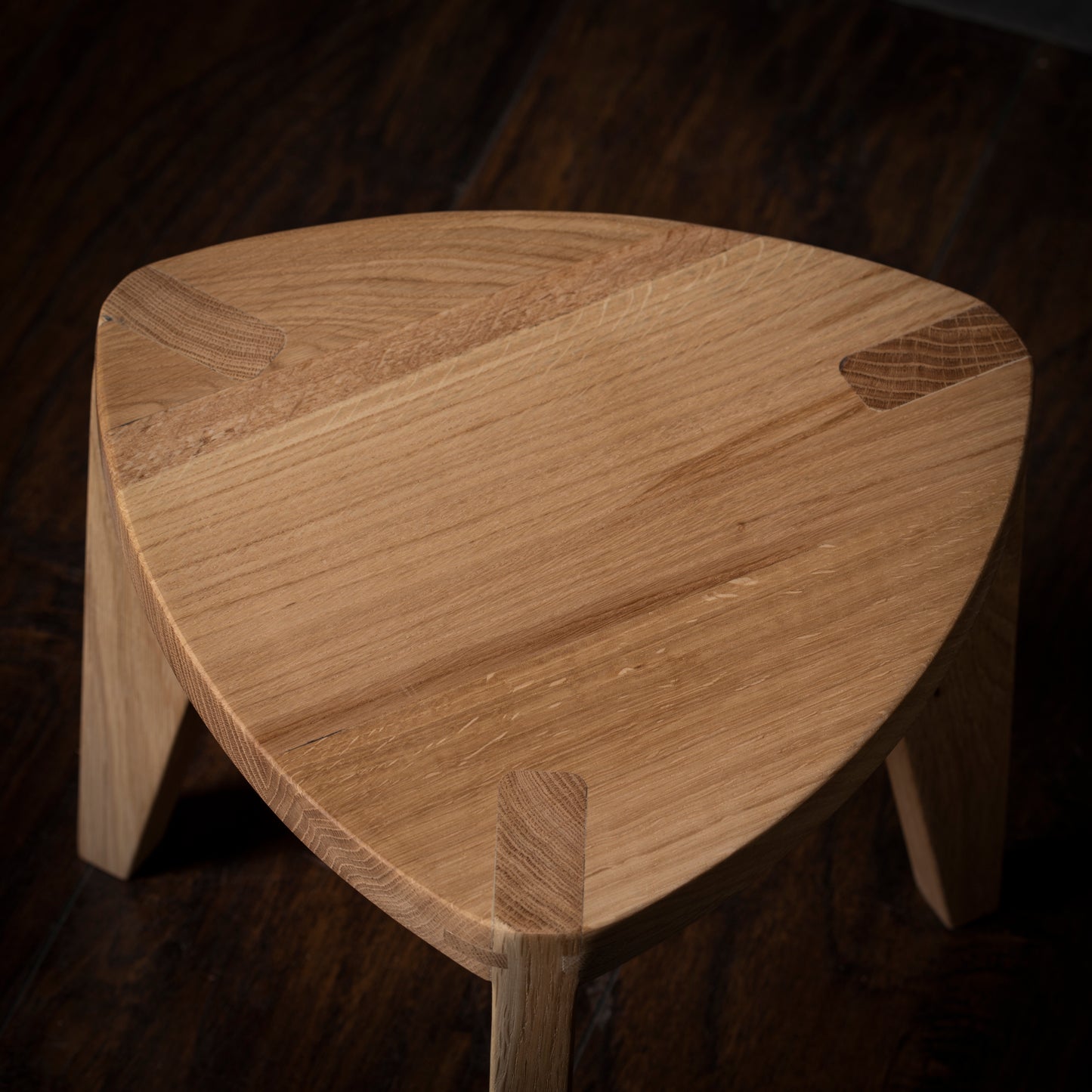 Oak Three-Legged Small Stool - Step Stool