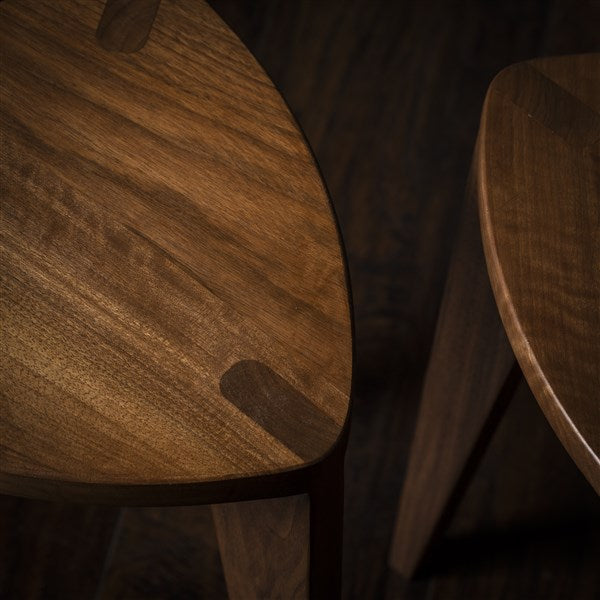 Walnut Wood Three-Legged Stool
