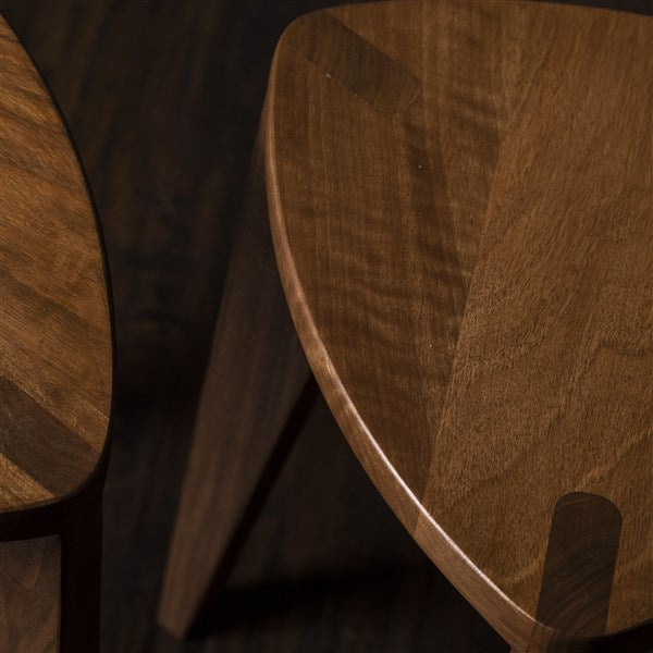 Walnut Wood Three-Legged Stool