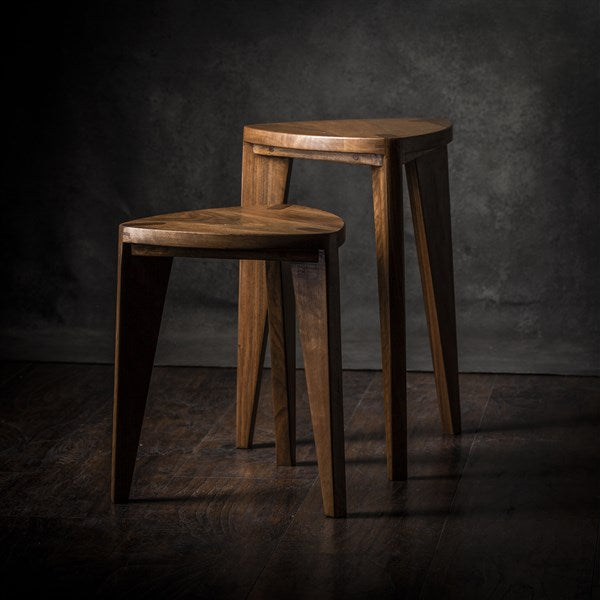 Set of Walnut Three-Legged Stool