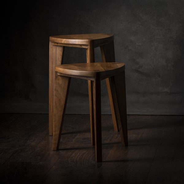 Set of Walnut Three-Legged Stool