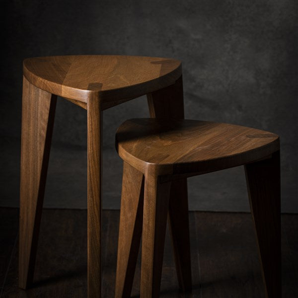 Set of Walnut Three-Legged Stool
