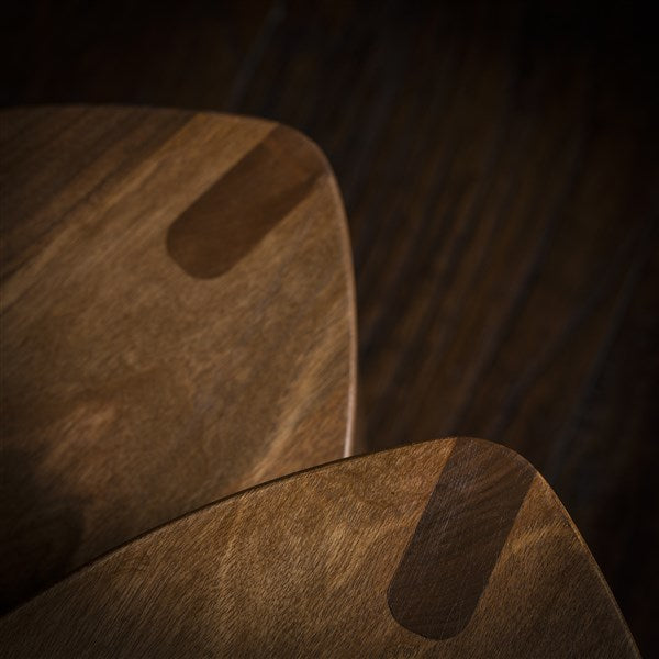 Set of Walnut Three-Legged Stool