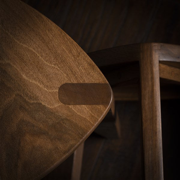 Set of Walnut Three-Legged Stool