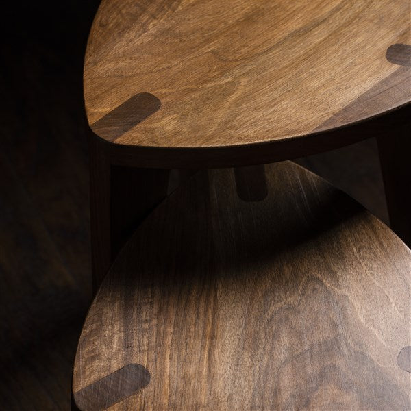 Walnut Wood Three-Legged Stool