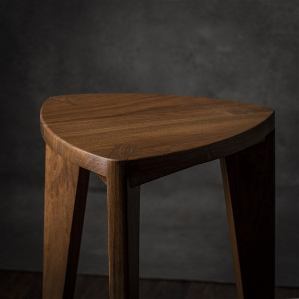 Walnut Wood Three-Legged Stool