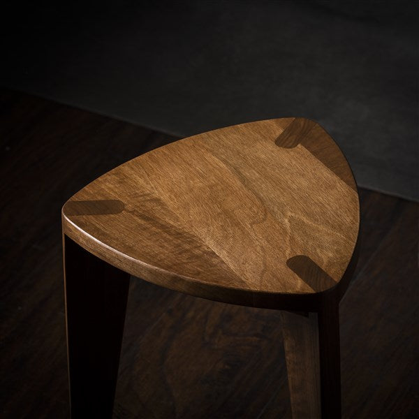 Walnut Wood Three-Legged Stool