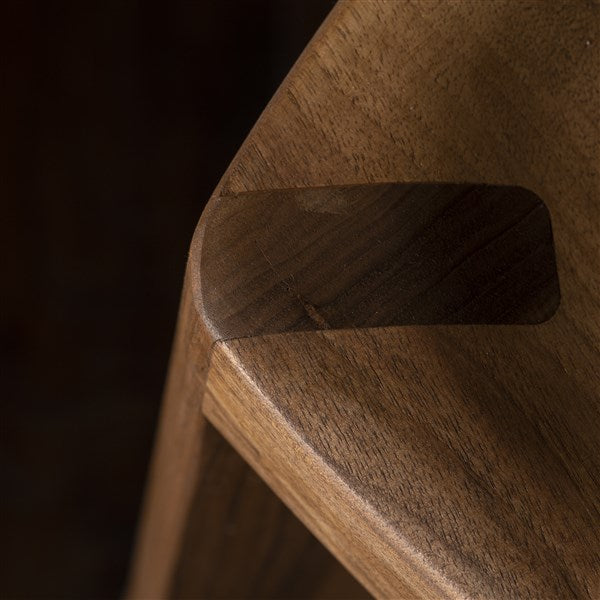 Walnut Three-Legged Bar Stool