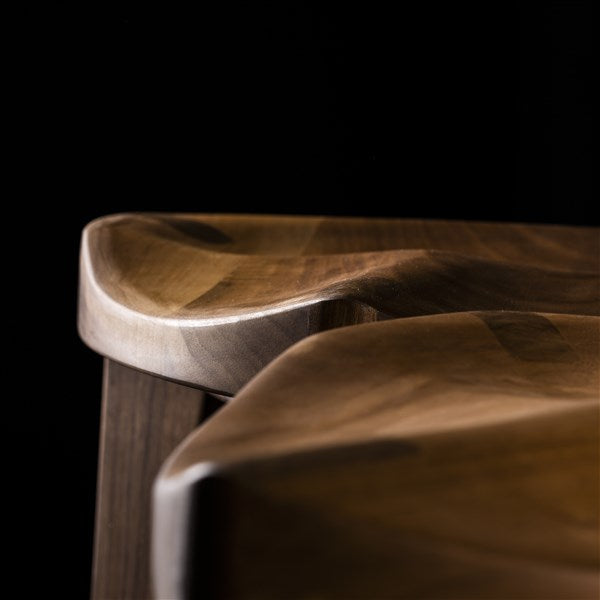 Walnut Three-Legged Bar Stool