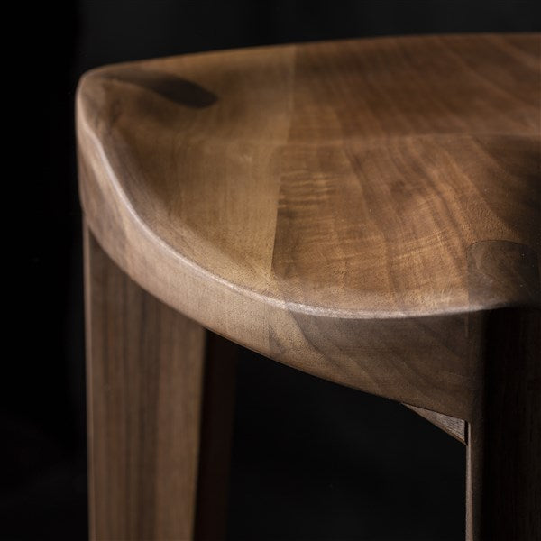 Walnut Three-Legged Bar Stool