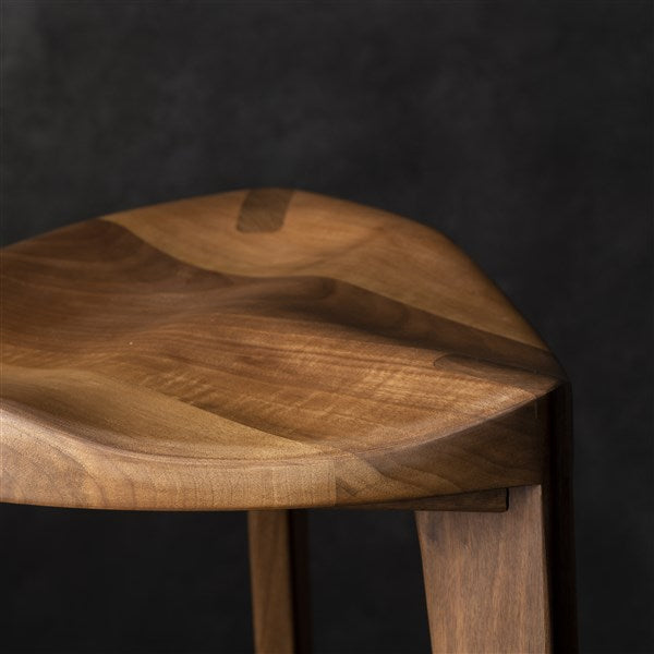 Walnut Three-Legged Bar Stool