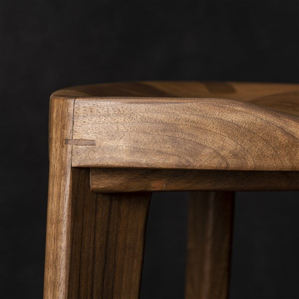 Walnut Three-Legged Bar Stool