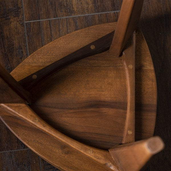 Walnut Three-Legged Stool with Carved Seat