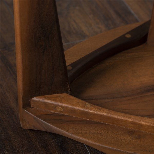 Walnut Three-Legged Stool with Carved Seat