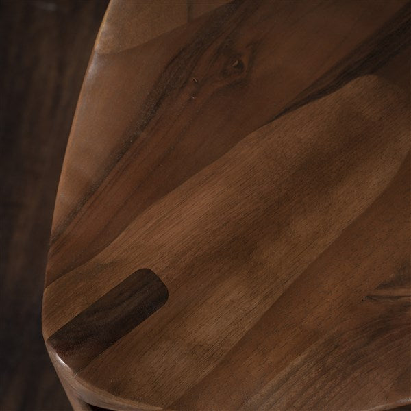 Walnut Three-Legged Stool with Carved Seat
