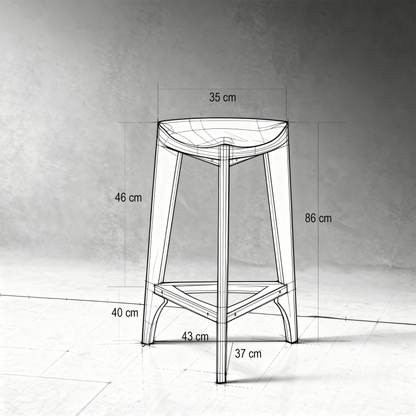 Drawing of Bar stool height with other dimensions