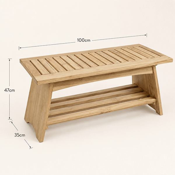 Luxury Acacia Spa Bench for Bathroom, Sauna & Poolside
