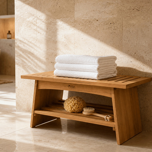 Luxury Acacia Spa Bench for Bathroom, Sauna & Poolside