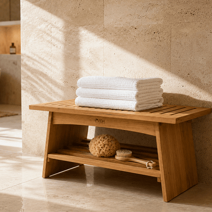 Luxury Acacia Spa Bench for Bathroom, Sauna & Poolside