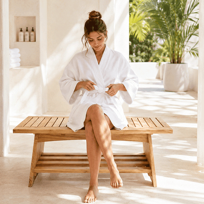 Luxury Acacia Spa Bench for Bathroom, Sauna & Poolside