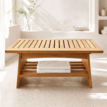 Luxury Acacia Spa Bench for Bathroom, Sauna & Poolside