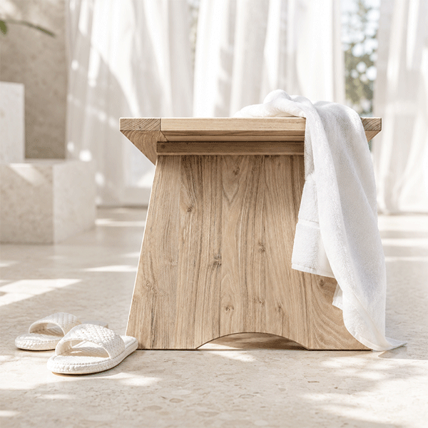 Luxury Acacia Spa Bench for Bathroom, Sauna & Poolside