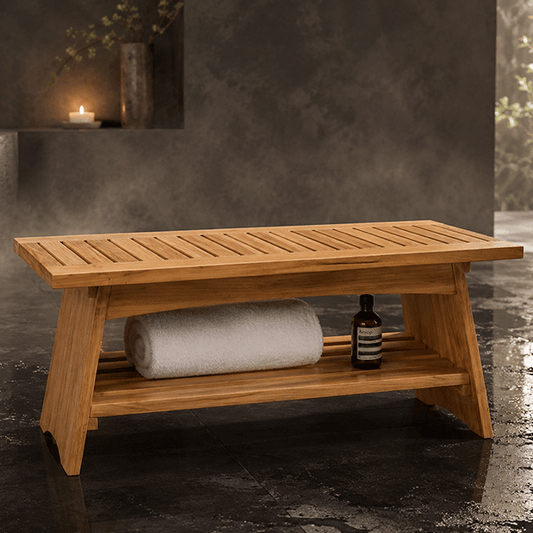 Luxury Acacia Spa Bench for Bathroom, Sauna & Poolside