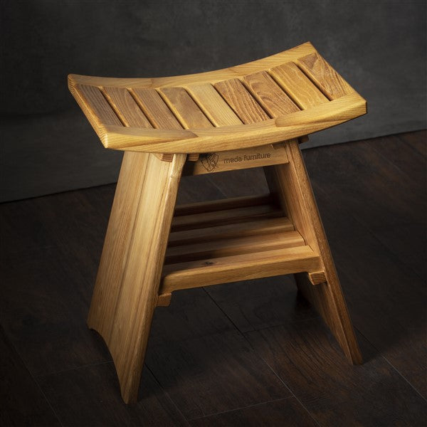 Luxury Acacia Wood Shower Stool for Bathroom & Spa