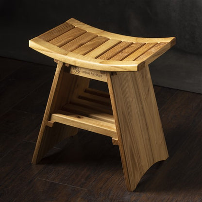 Luxury Acacia Wood Shower Stool for Bathroom & Spa