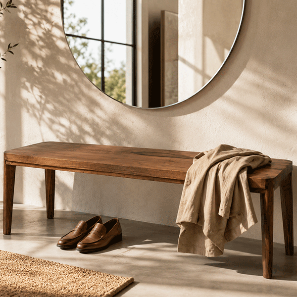 Maryam Solid Walnut Bench