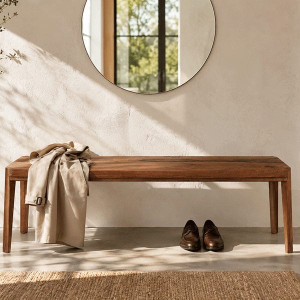 Maryam Solid Walnut Bench