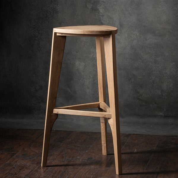 Oak wood bar stool flat seat