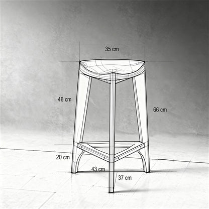 Terza Stoffa – Sgabello da bar in noce con seduta imbottita | Sgabello in legno massello fatto a mano | Sedia da bar minimalista