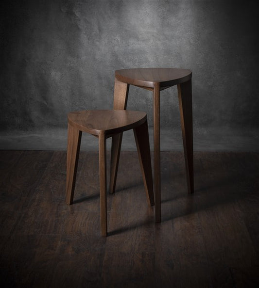 Takai Tall Nesting Side Tables – Handmade Steamed Walnut Triangle Accent Table Set, 18 & 24 Inch High