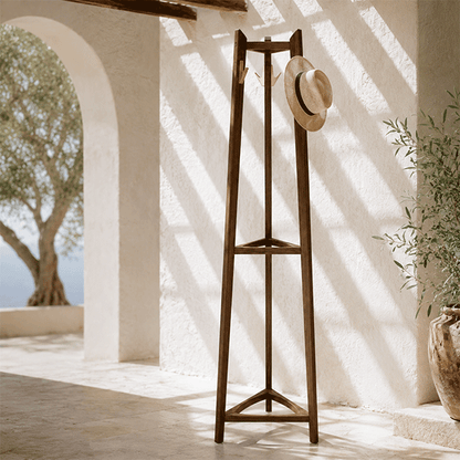 Tripod Freestanding Solid Wood Coat Rack