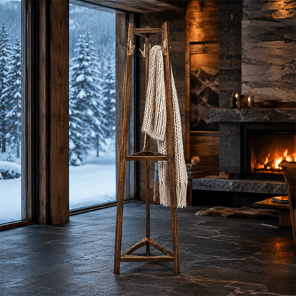 Tripod Freestanding Solid Wood Coat Rack