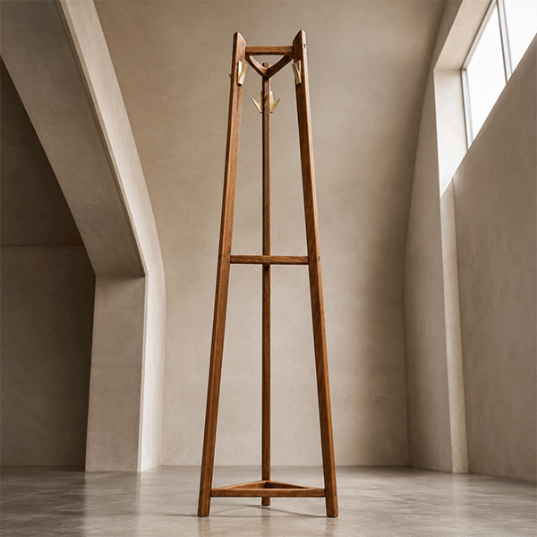 Tripod Freestanding Solid Wood Coat Rack
