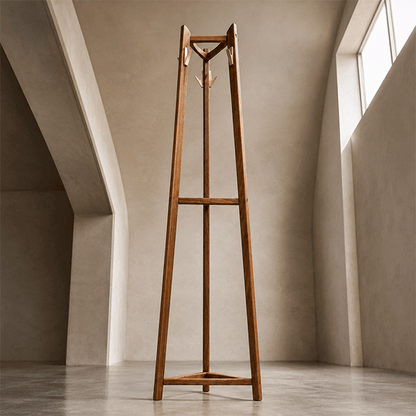 Tripod Freestanding Solid Wood Coat Rack
